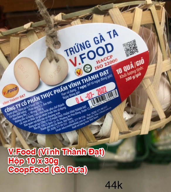 Trứng gà ta (trứng gà ác) V.Food (công ty Vĩnh Thành Đạt) tại Co.op Food
